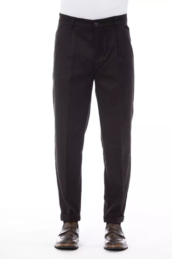 Brown Wool Men Pant