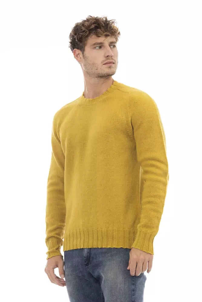 "Yellow Wool Men Sweater"