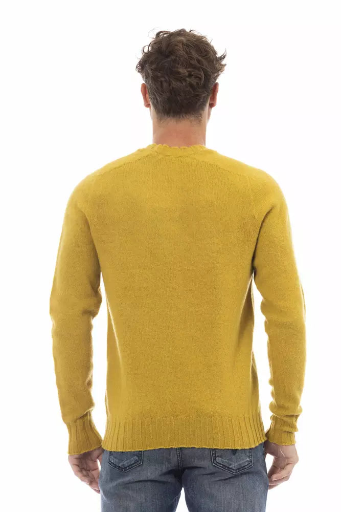 "Yellow Wool Men Sweater"