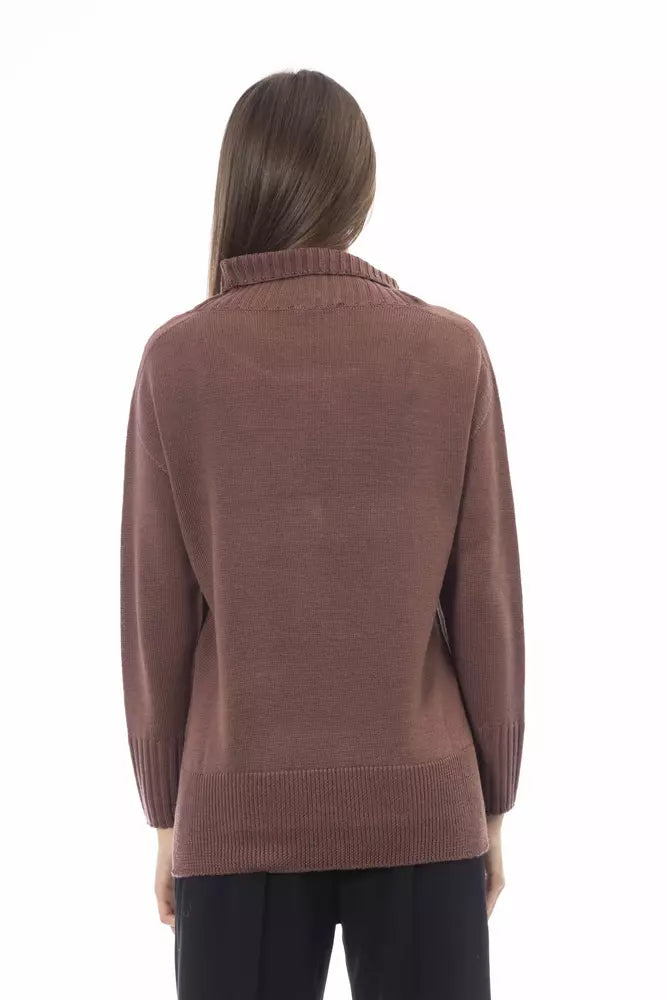 Brown Merino Wool Women Sweater