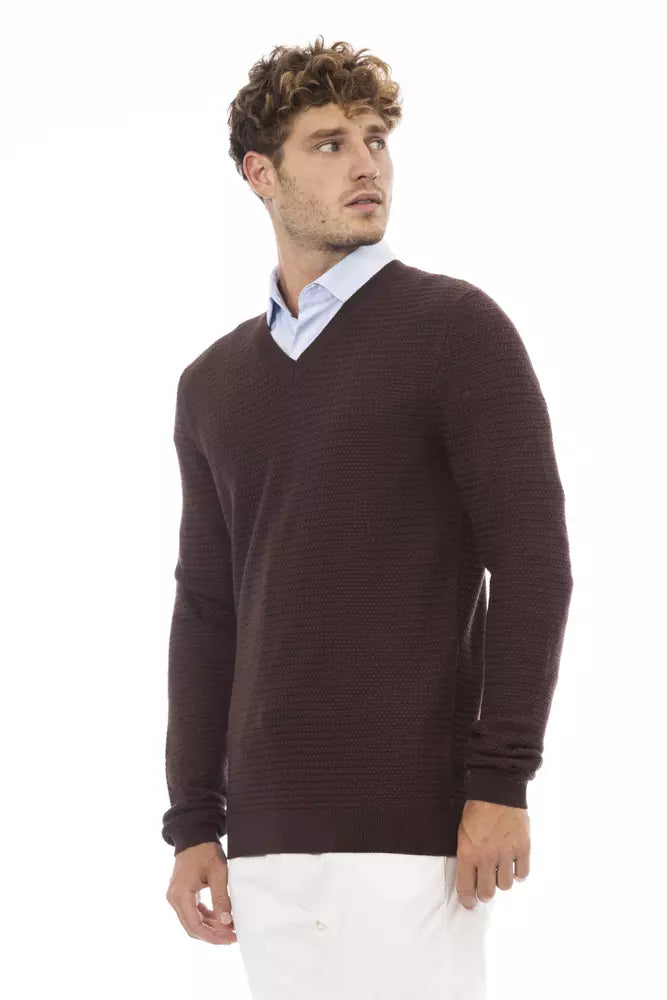 Brown Merino Wool Men Sweater