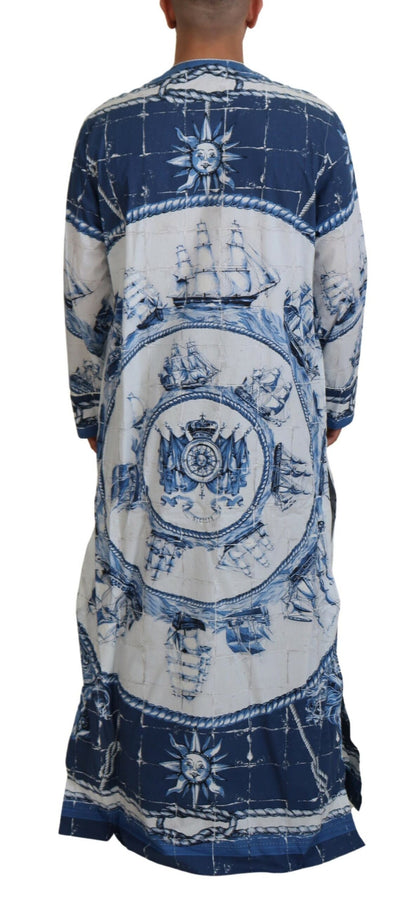 Majestic Blue Cotton-Silk Thobe Robe