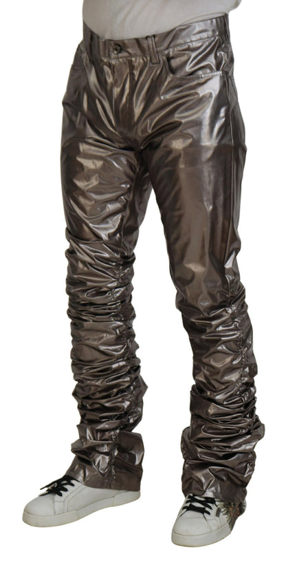 Metallic Silver Casual Pants