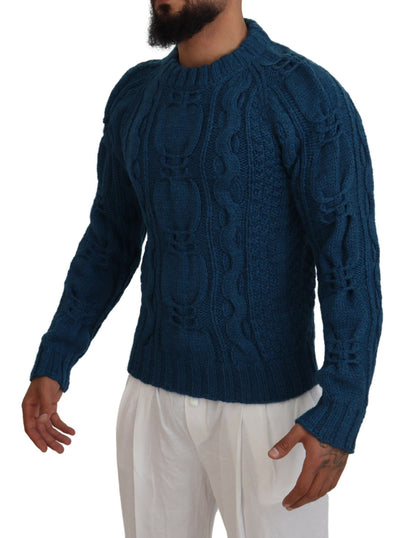 Elegant Blue Crewneck Sweater