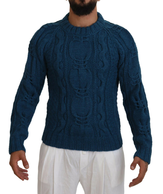 Elegant Blue Crewneck Sweater