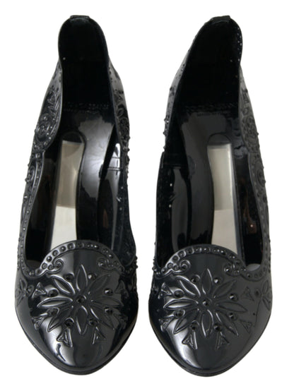 Elegant Black Crystal Cinderella Pumps