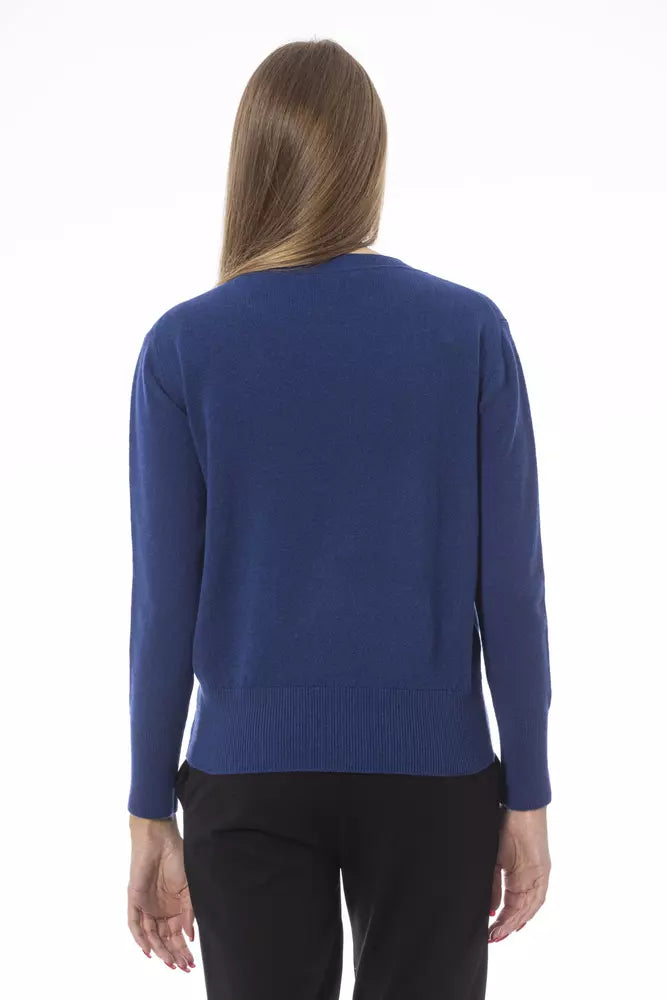 Blue Wool Women Sweater