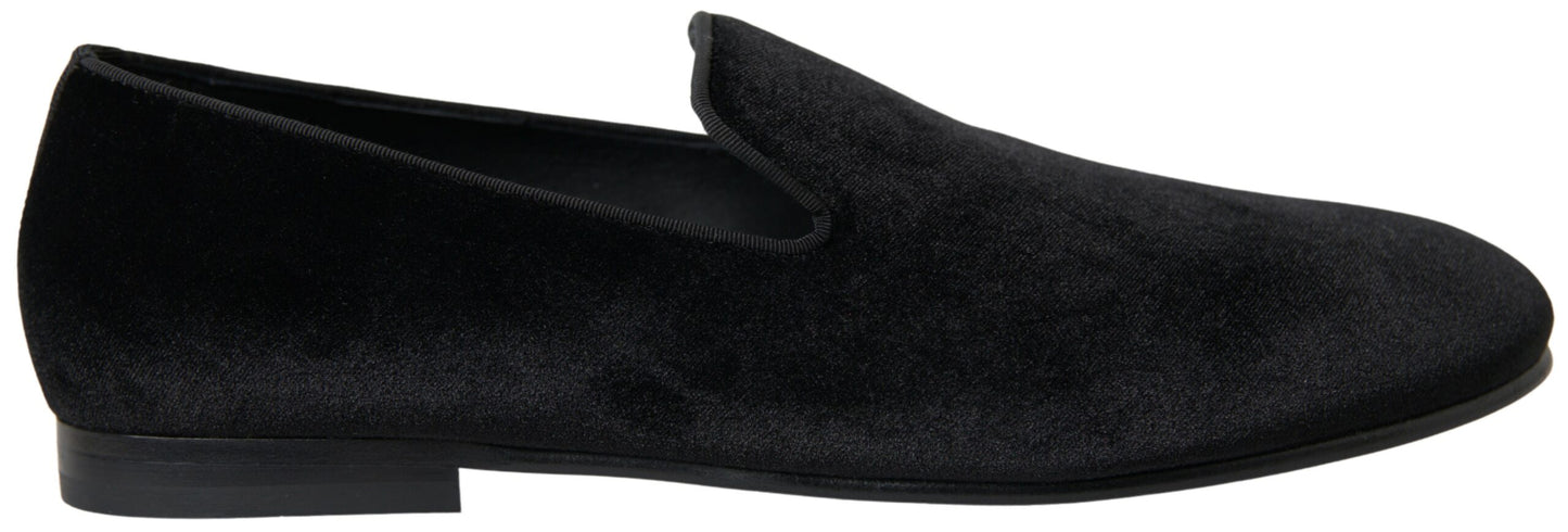 Elegant Velvet Black Loafers for Men