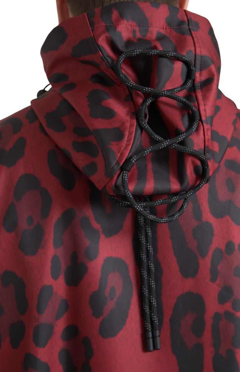 Radiant Red Leopard Print Hooded Jacket