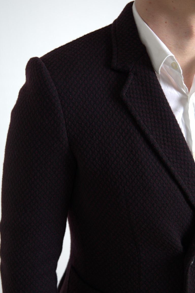 Elegant Purple Double Breasted Wool Blazer