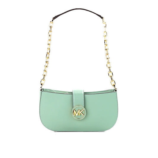 Carmen Small Sea Green Leather Pouchette Shoulder Crossbody Purse