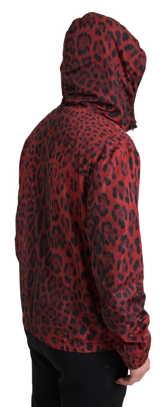 Red Leopard Hooded Bomber Jacket