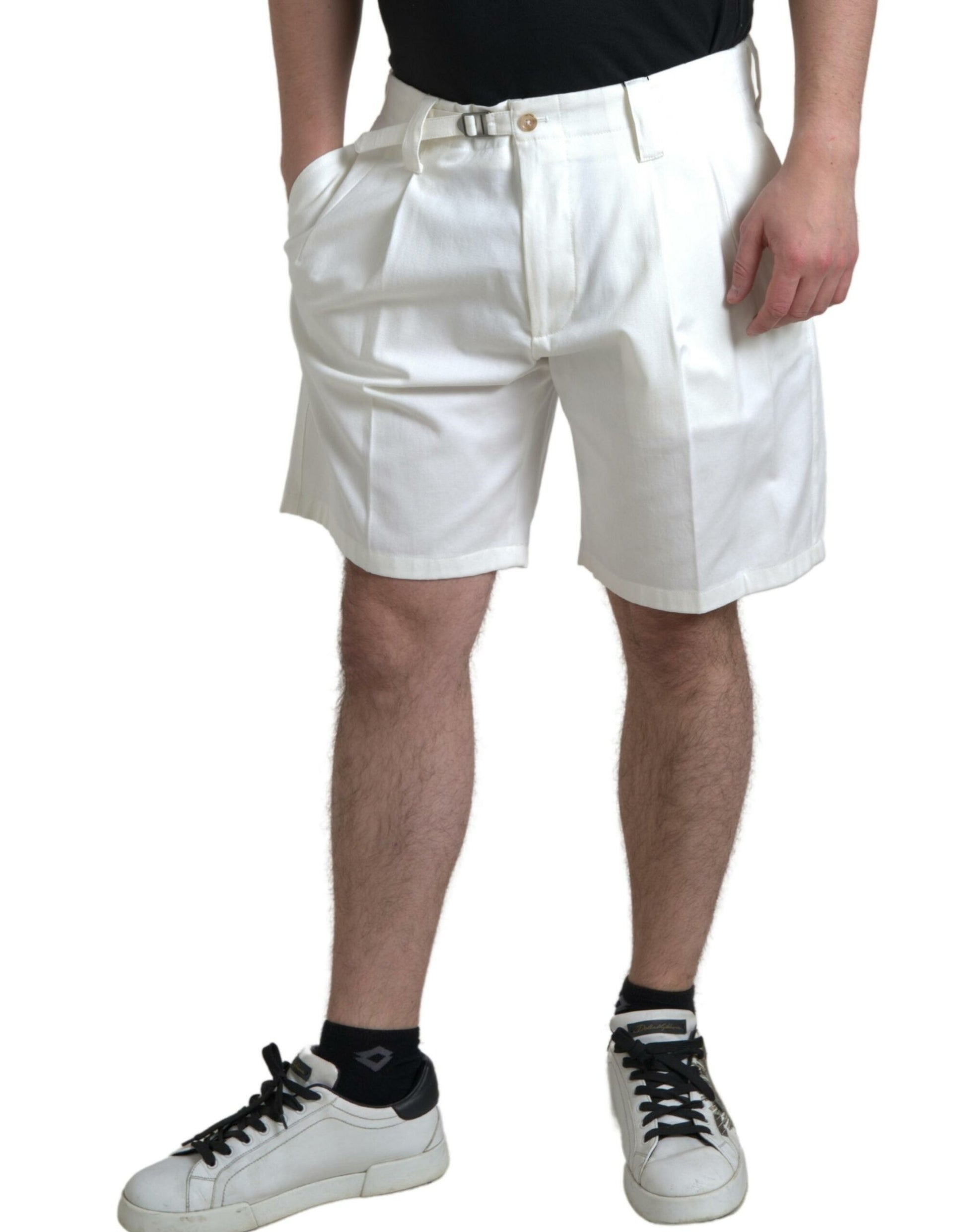 Elegant White Bermuda Denim Shorts