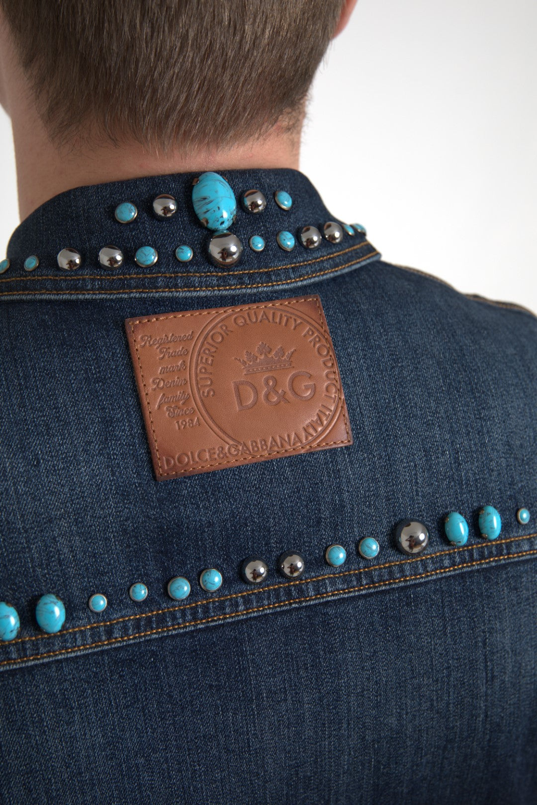 Embellished Turquoise Denim Jacket