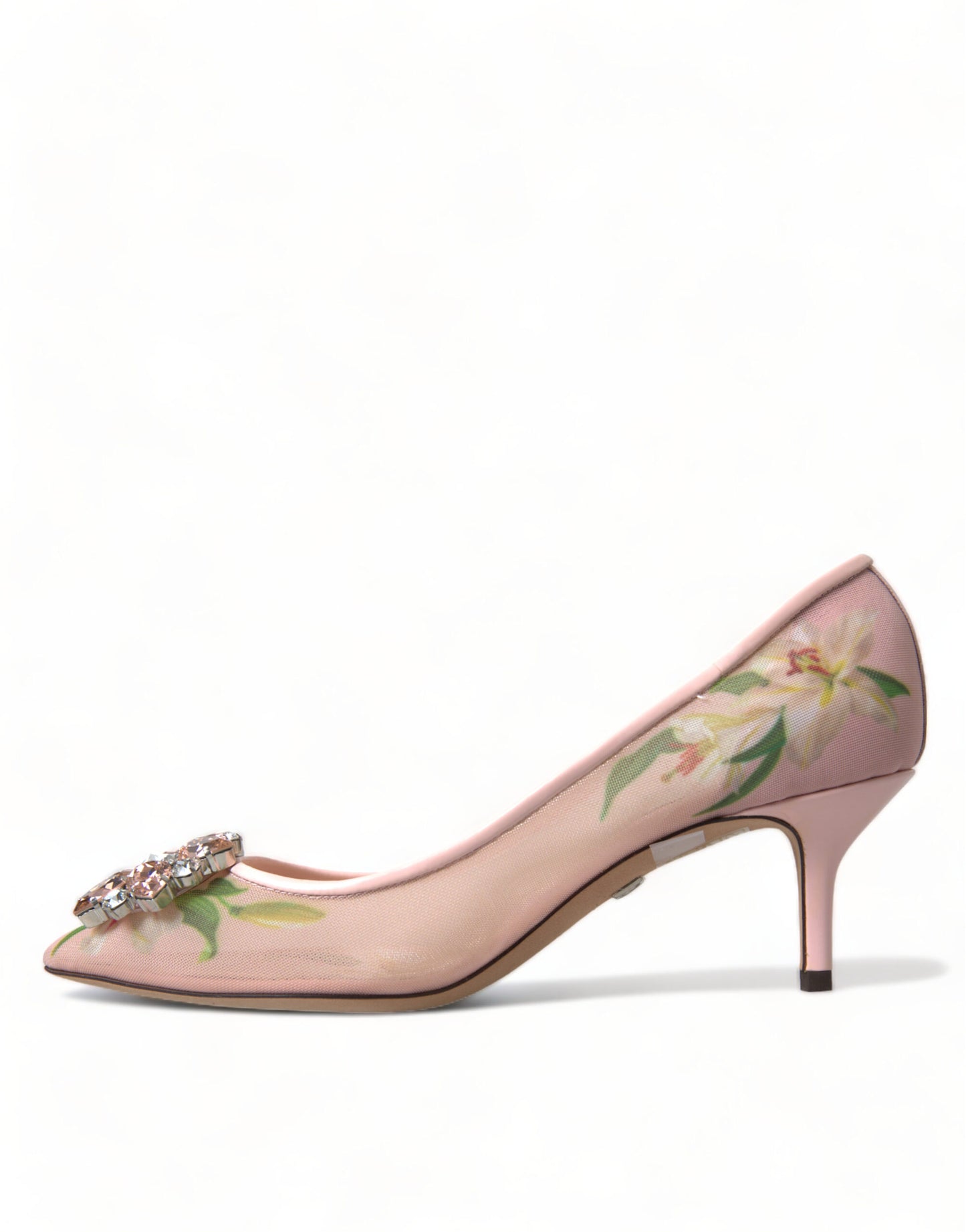 Elegant Pink Floral Crystal Pumps