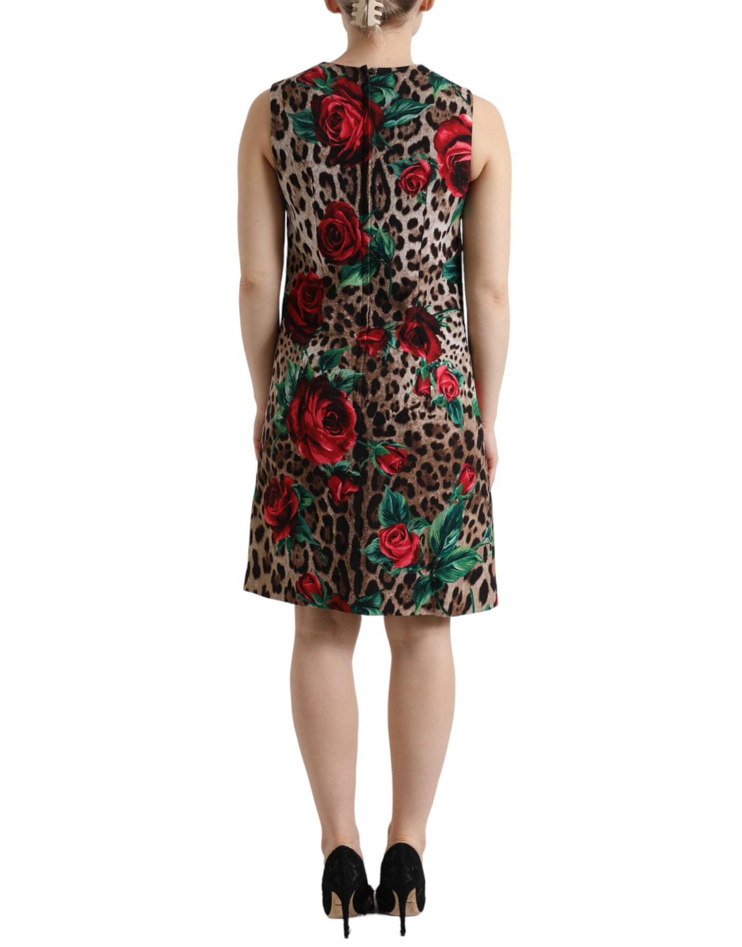 Elegant Leopard Floral A-Line Dress