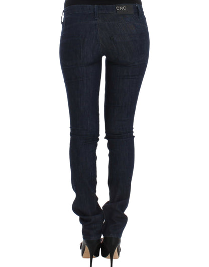 Chic Dark Blue Skinny Leg Jeans