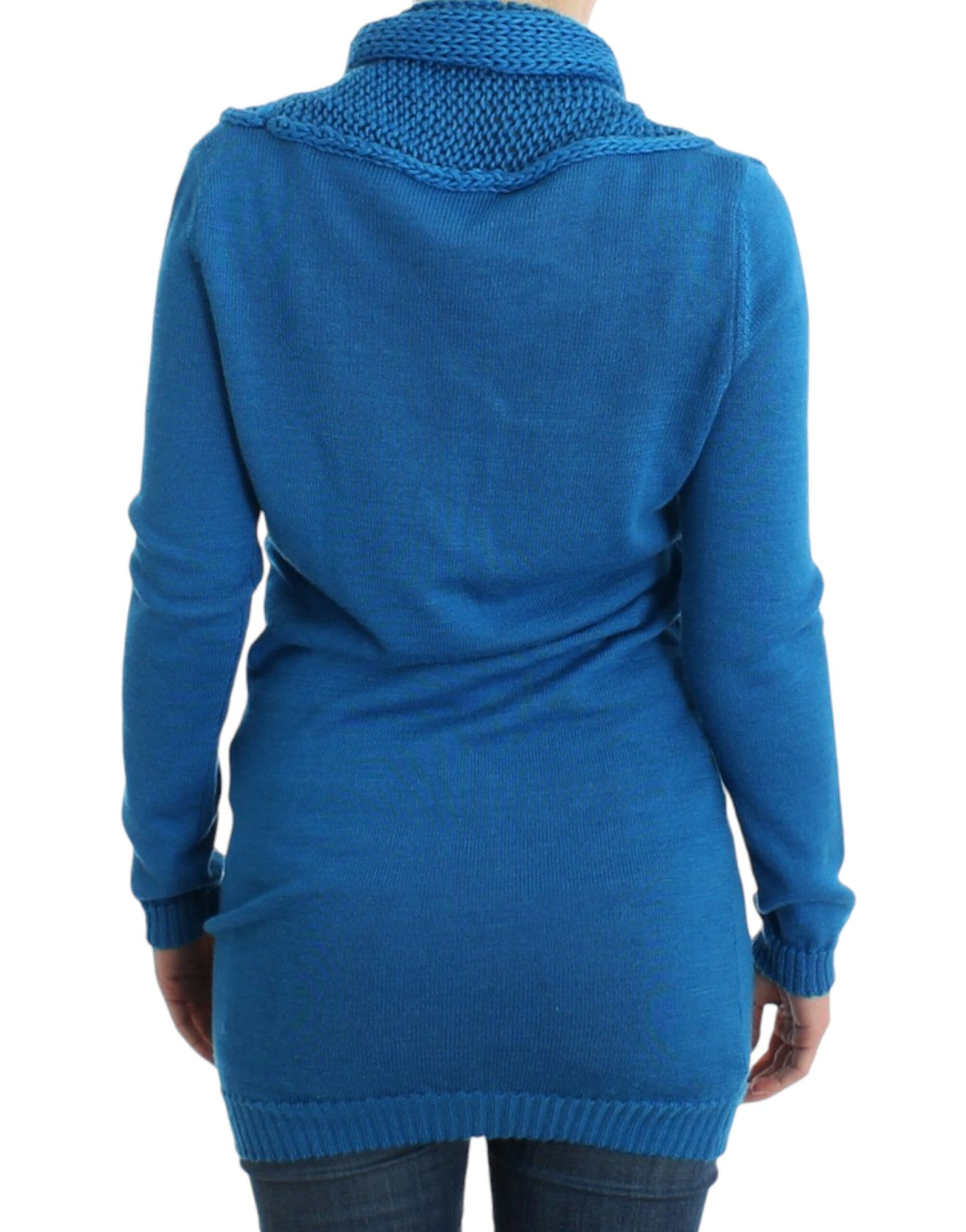 Chic Blue Scoop Neck Knit Sweater