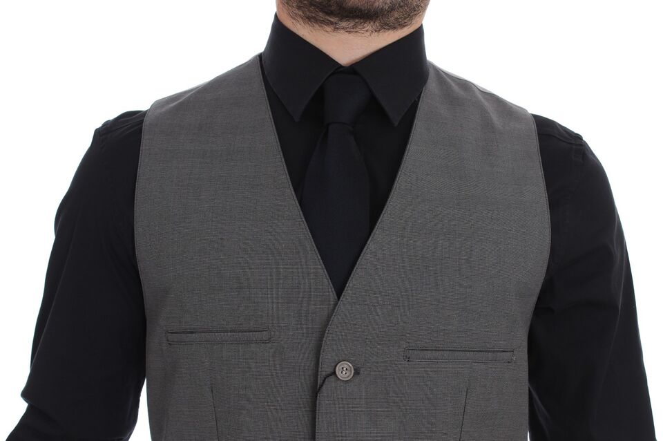 Elegant Gray Slim Fit Dress Vest