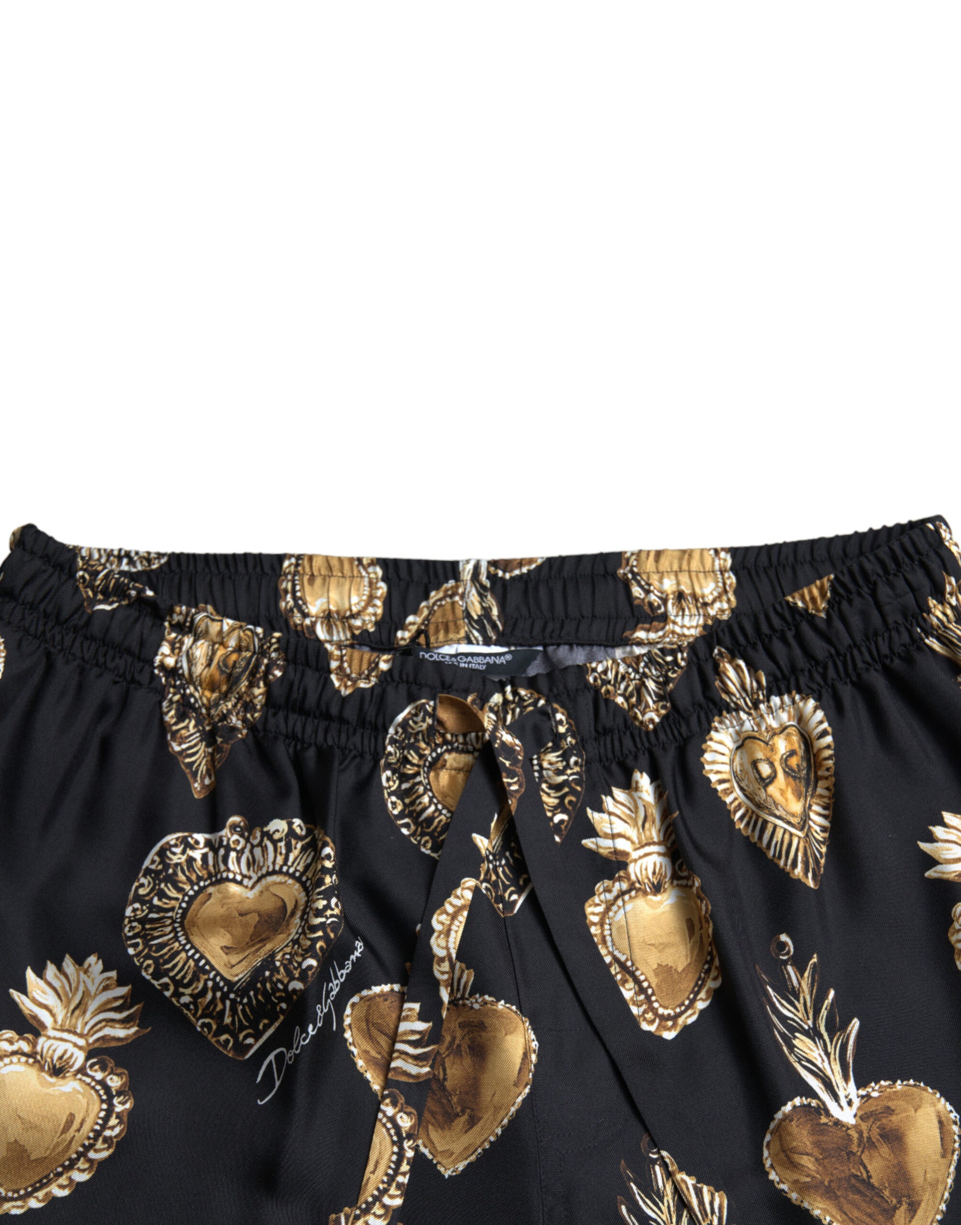 Chic Heart Print Silk Pajama Pants