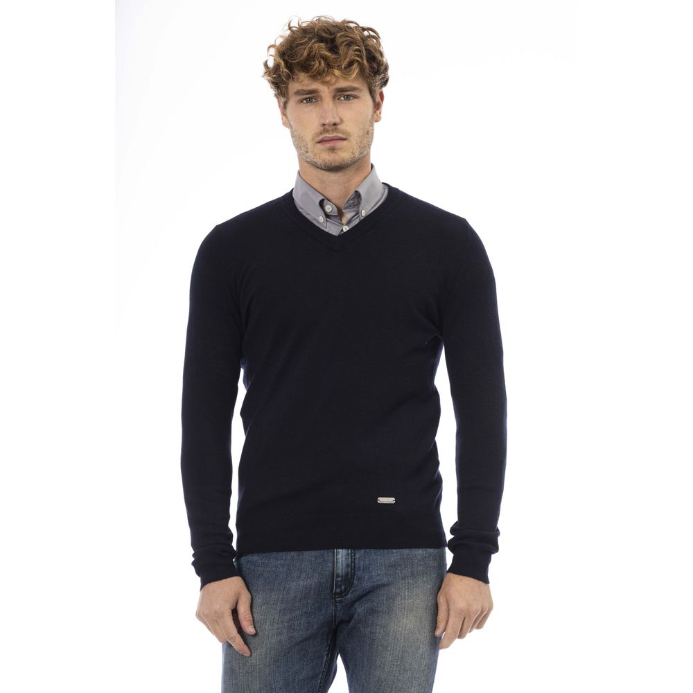 Blue Wool Men Sweater