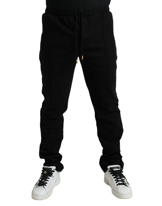 Elegant Black Cotton Blend Jogger Pants