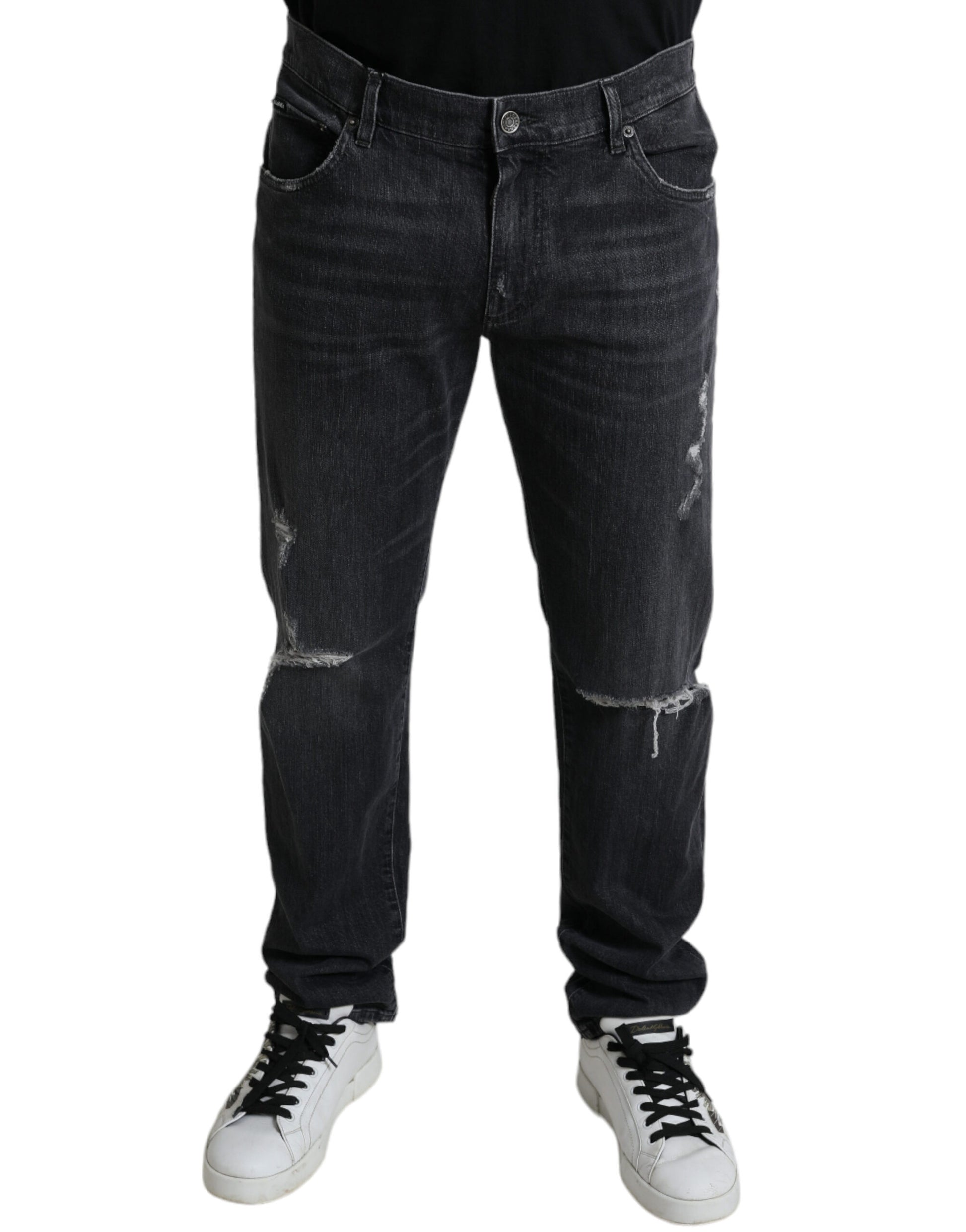 Elegant Slim Fit Tattered Denim Jeans