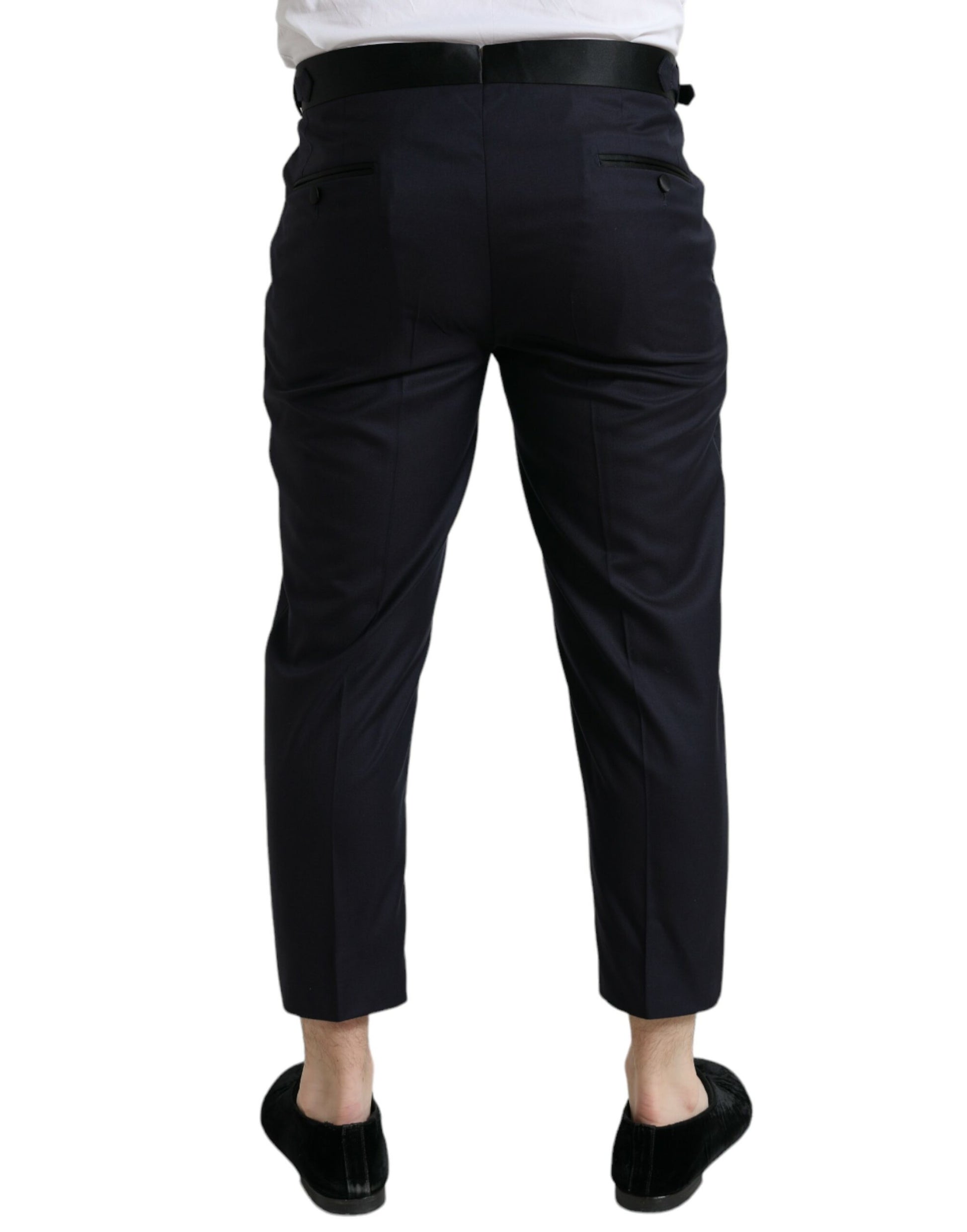 Elegant Wool-Silk Blend Cropped Dress Pants