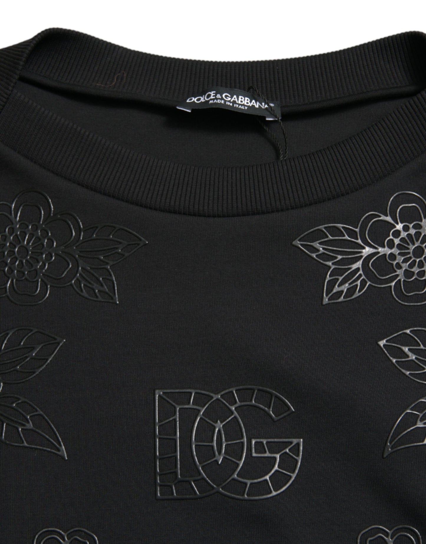 Elegant Black Floral Applique Sweater