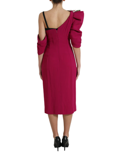 Elegant Purple Silk Midi Sheath Dress