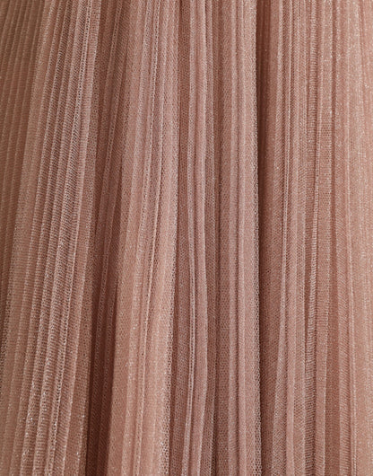Pink One Shoulder Pleated Lame Tulle Dress