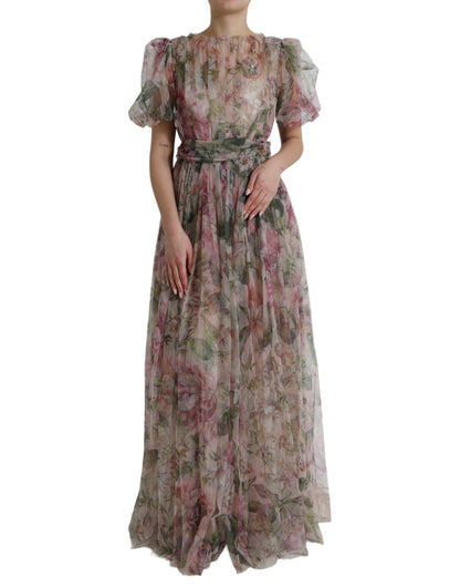 Elegant Floral Print Long Dress