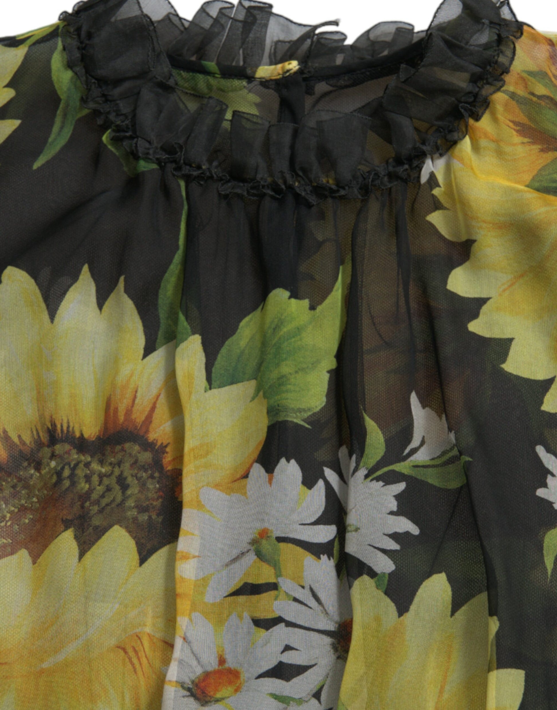 Elegant Sunflower Silk Maxi Dress