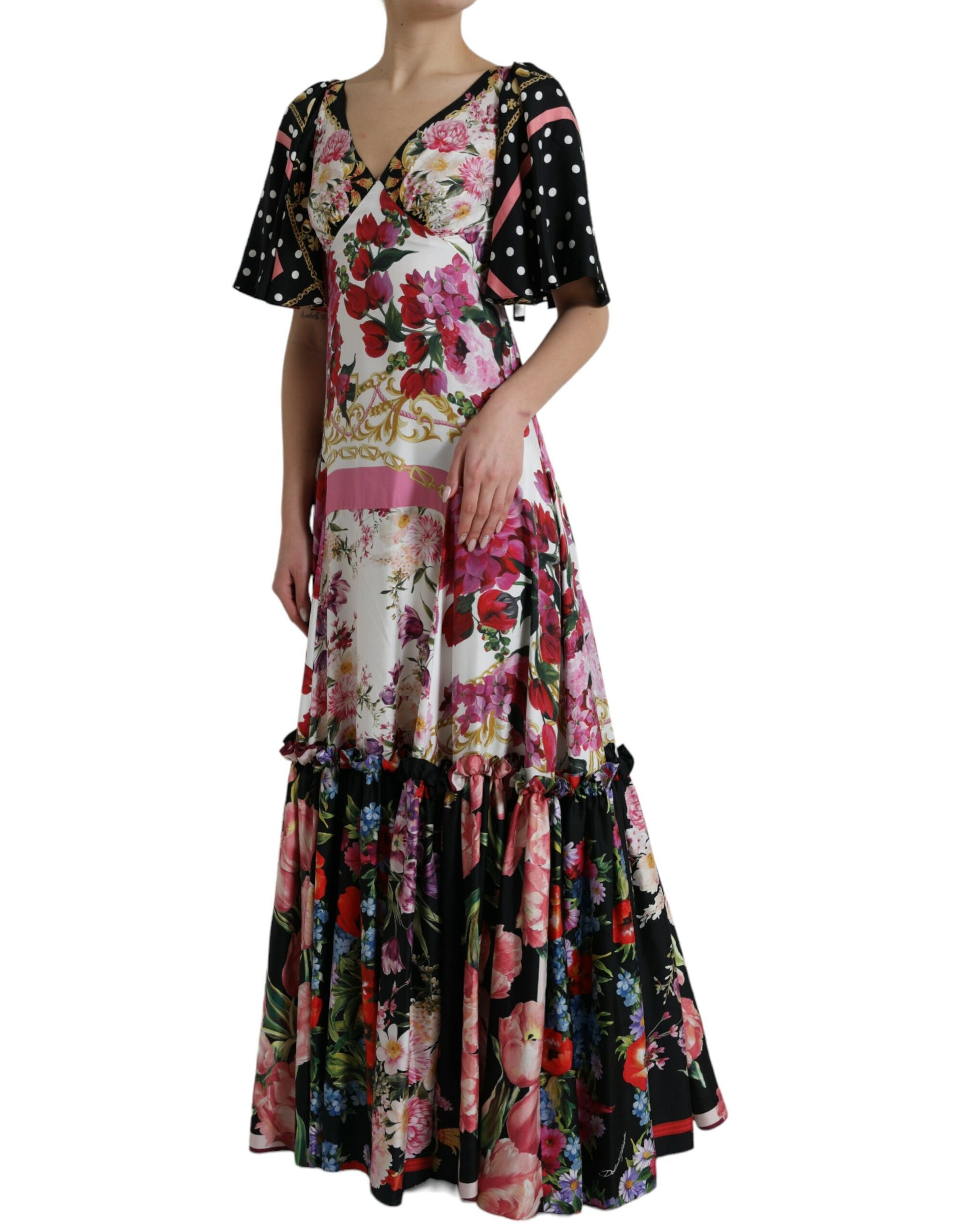 Elegant Floral Silk Maxi Dress