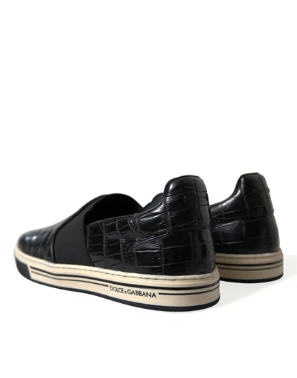 Elegant Crocodile Leather Low-Top Sneakers