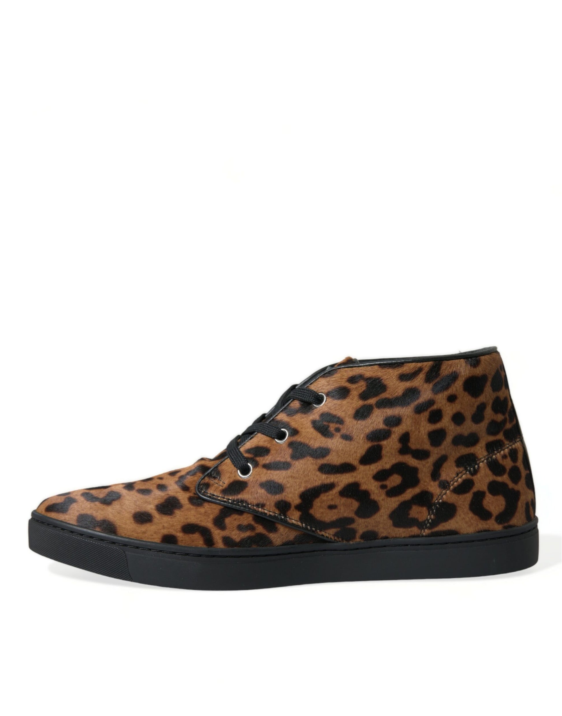 Elegant Leopard Print Mid-Top Sneakers