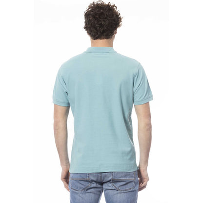 Light Blue Cotton Men Polo Shirt