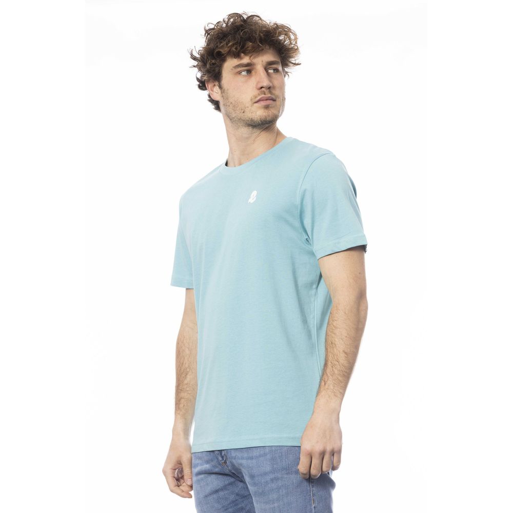 Light Blue Cotton Men T-Shirt