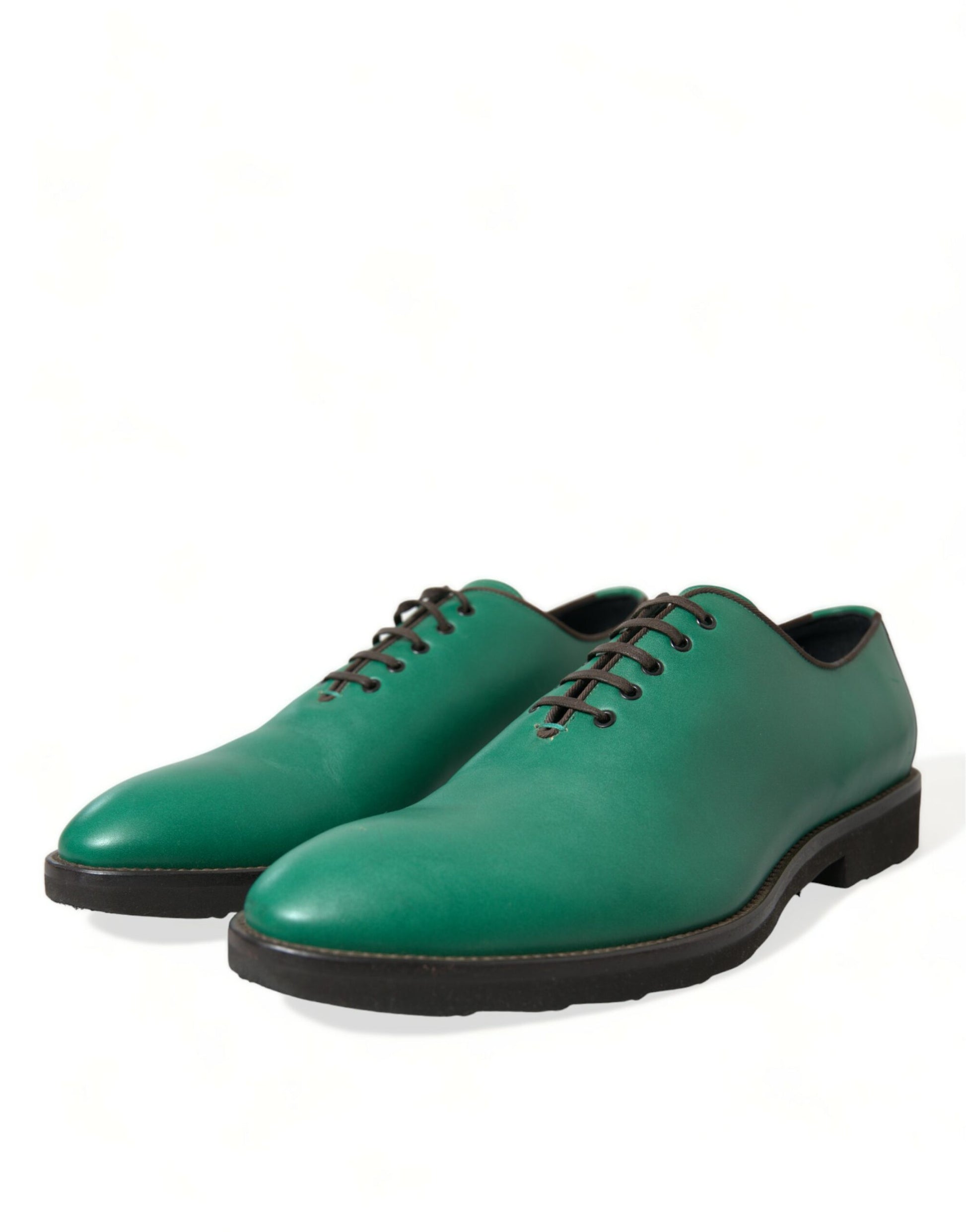 Elegant Green Leather Oxford Dress Shoes