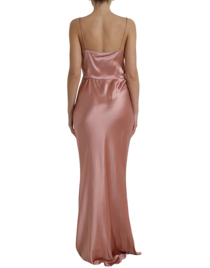 Elegant Long Silk Gown in Pink