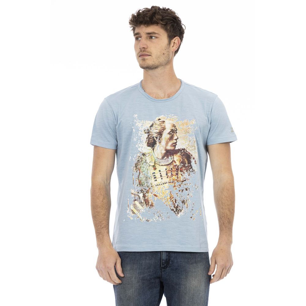 Light Blue Cotton Men T-Shirt