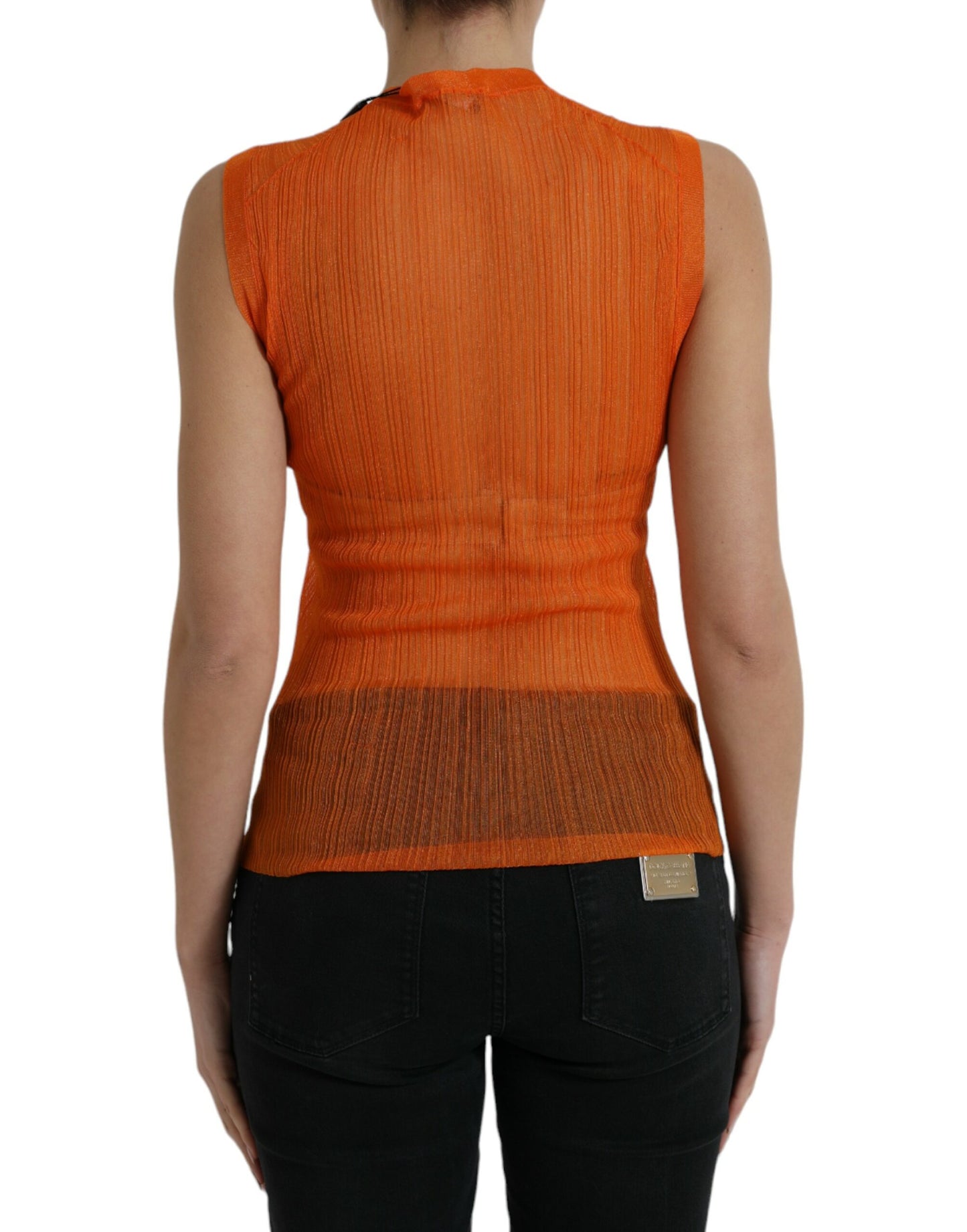 Chic Orange Crew Neck Tank Top