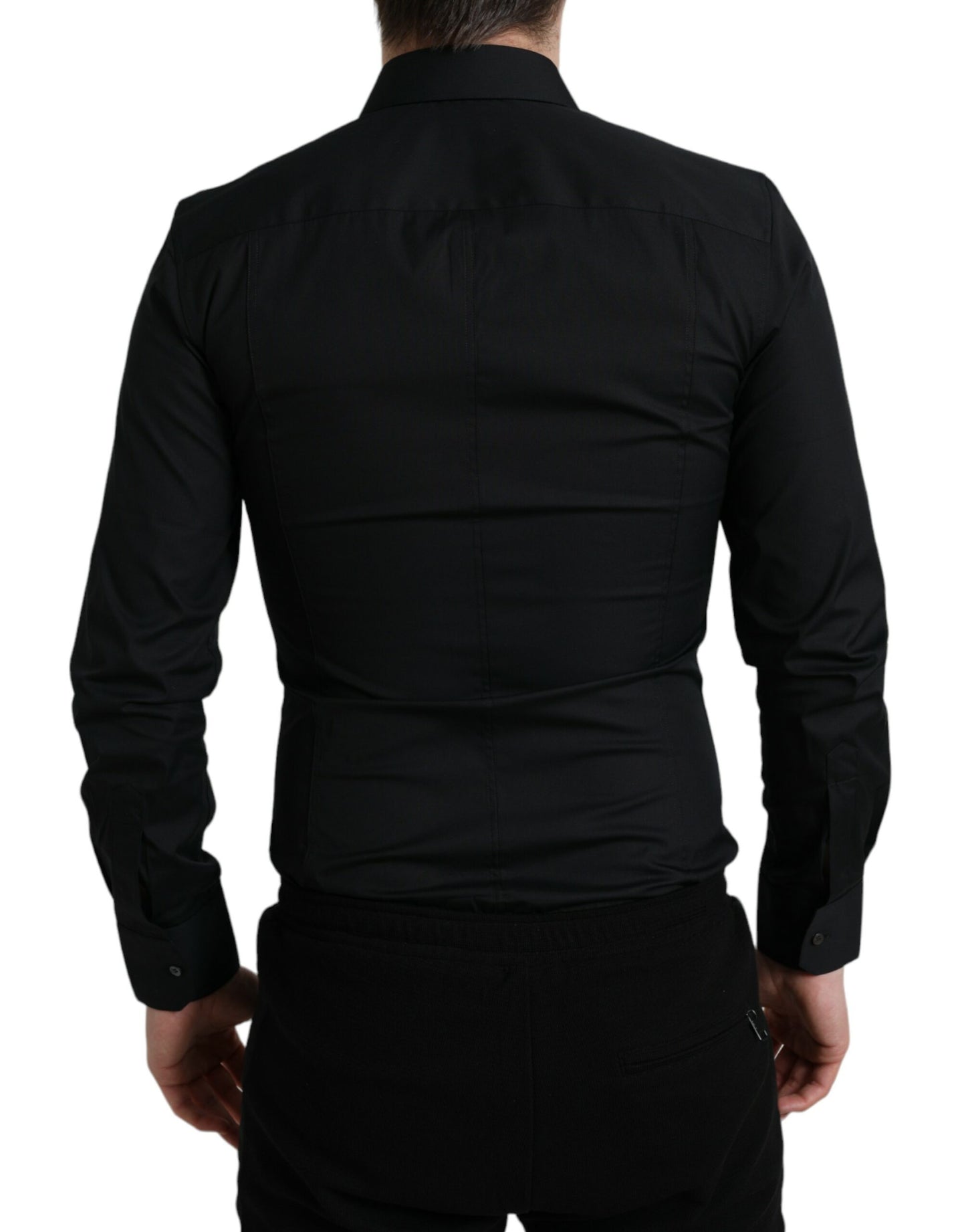 Elegant Black Slim Fit Italian Dress Shirt