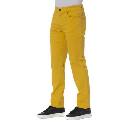 Yellow Cotton Men Pant