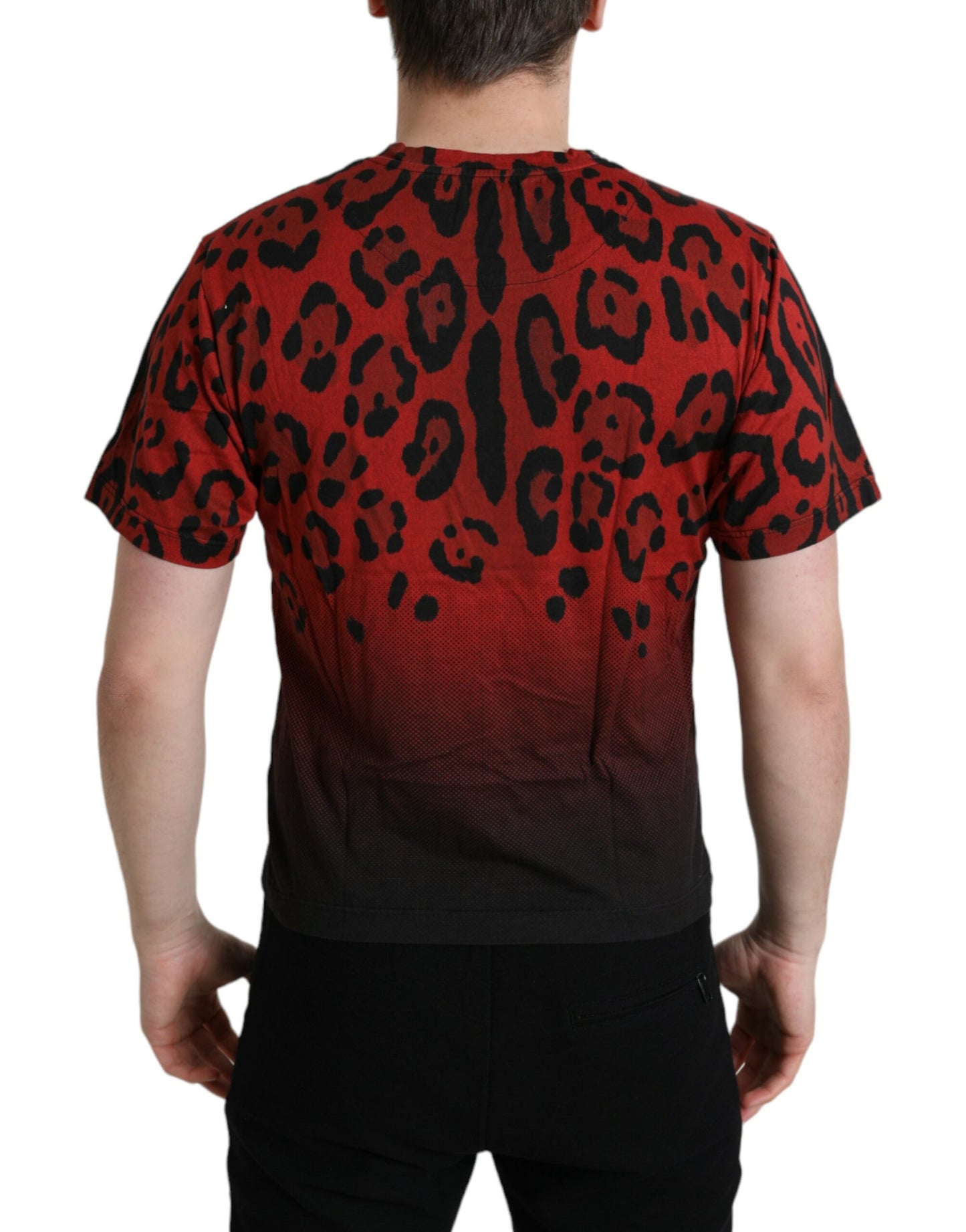 Red Leopard Print Crew Neck Tee