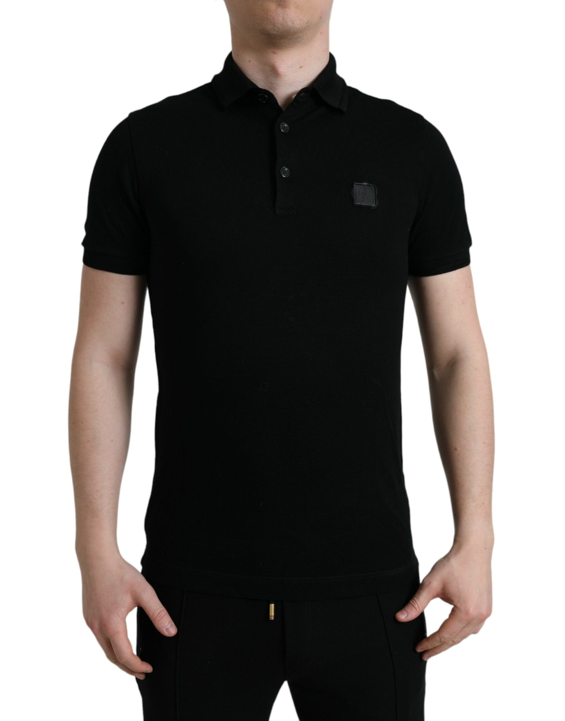 Elegant Black Cotton Polo Shirt