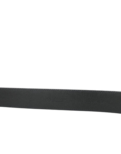 Elegant Black Leather Belt with Metal Buckle