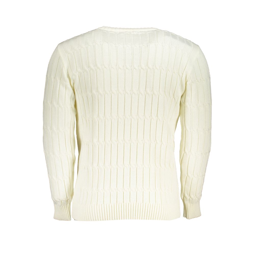 Elegant Twisted Crew Neck Sweater in White