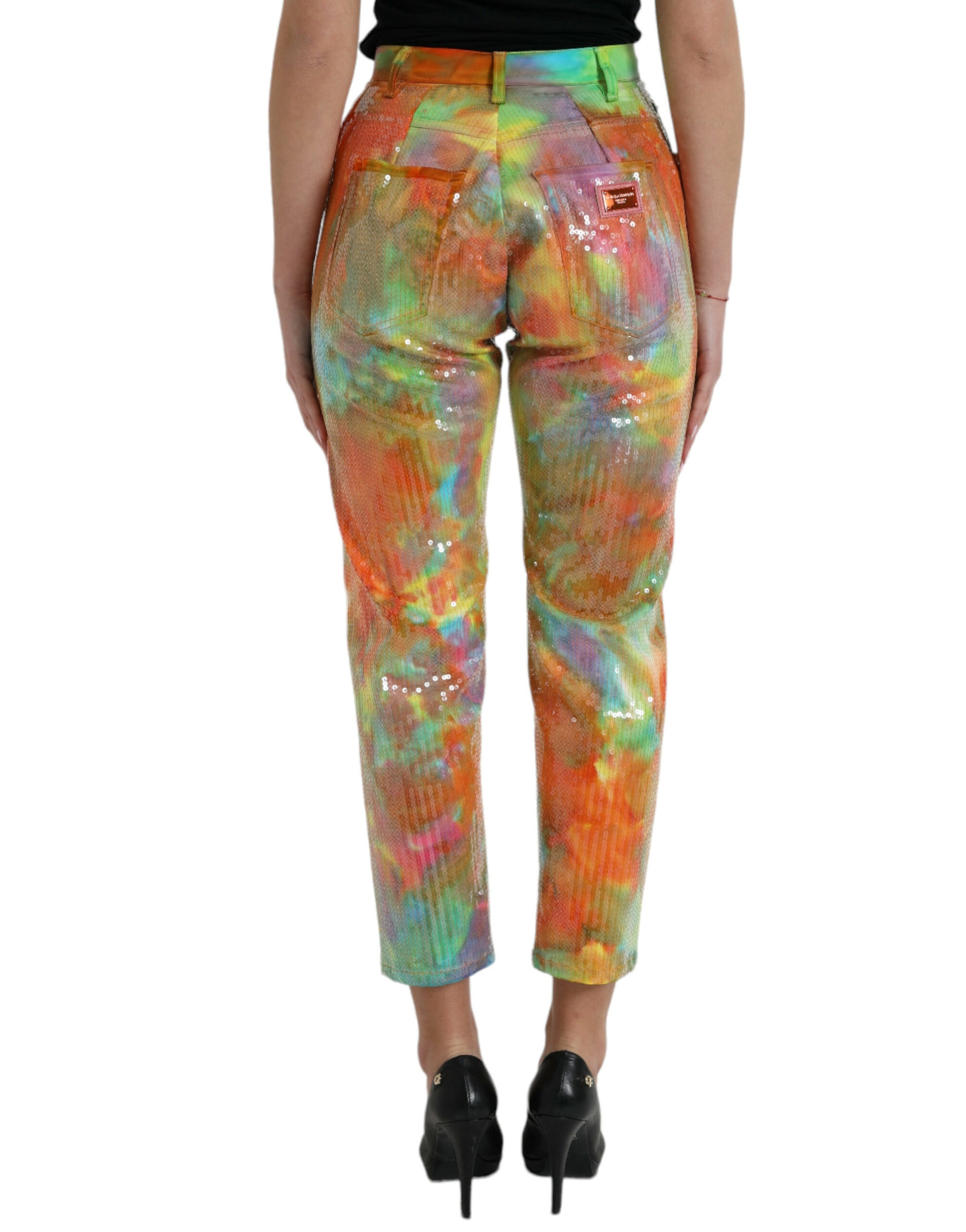 Multicolor High Waist Cropped Pants