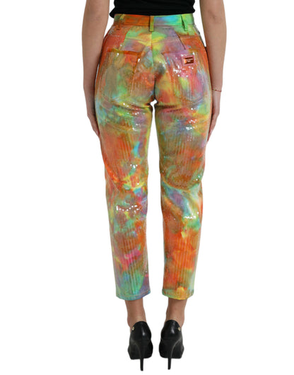 Multicolor High Waist Cropped Pants